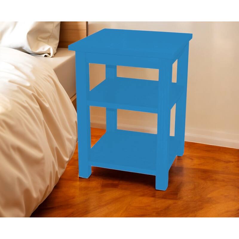 HomeRoots 28" Caribbean Blue Solid Wood Nightstand - Caribbean Blue