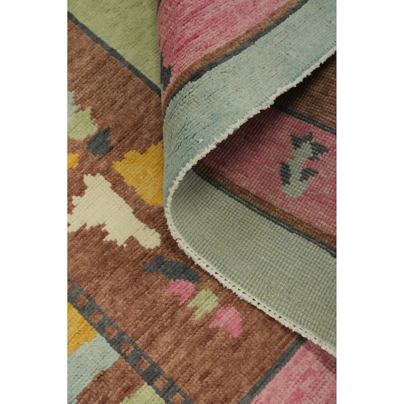Geometric Wool Gabbeh Vegetable Dye Turkish Area Rug Handmade Wool Carpet - 9' 3'' X 6' 1''