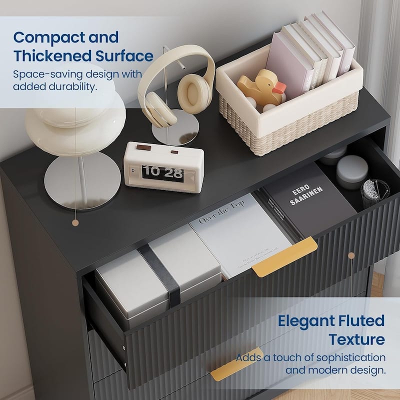 4 Drawers Fluted Dresser Storage Organizer for Bedroom, Living Room, Hallway