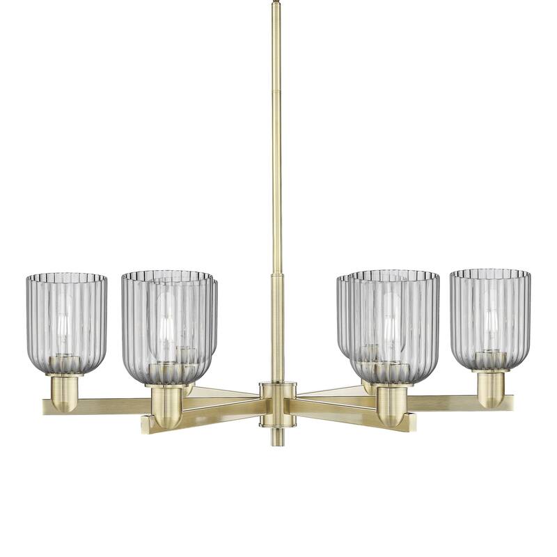 Innovations Lighting 716-6CR-11-35 Bridal Veil Chandelier Bridal Veil - Antique Brass / Light Smoke