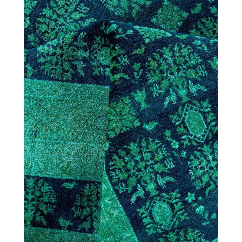 Fine Vibrance, One-of-a-Kind Hand-Knotted Area Rug - Green, 9' 2" x 11' 9" - 9' 2" x 11' 9"