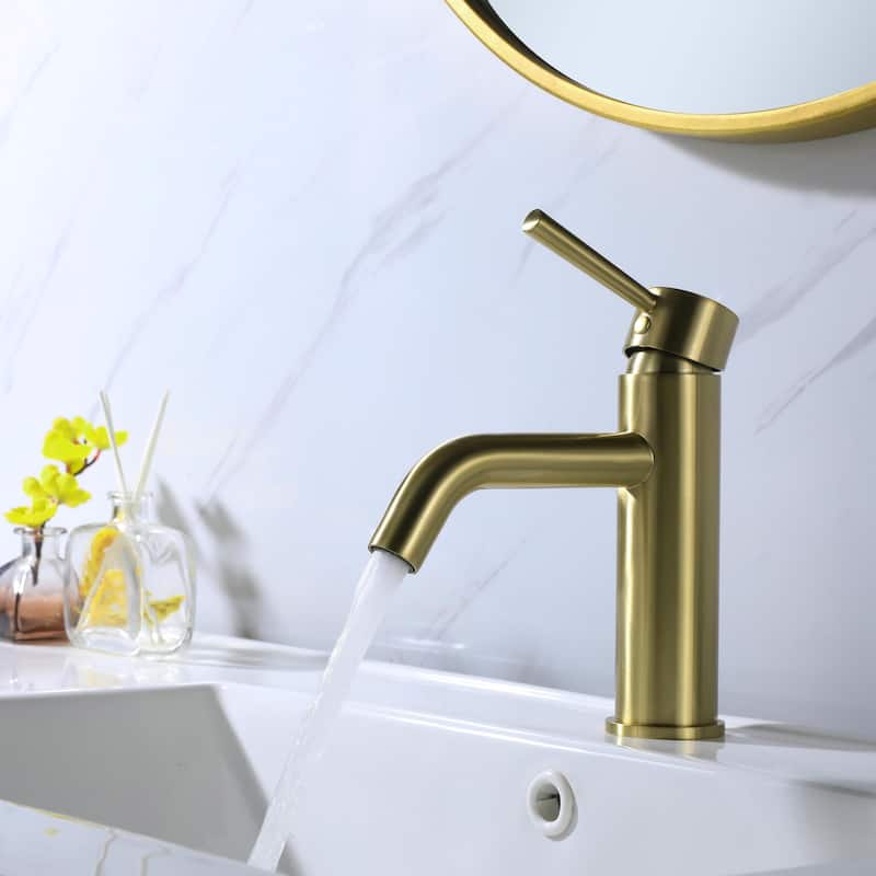 Single Hole Bathroom Sink Faucet with Single-Handle in Black / Gold, Deck-mounted
