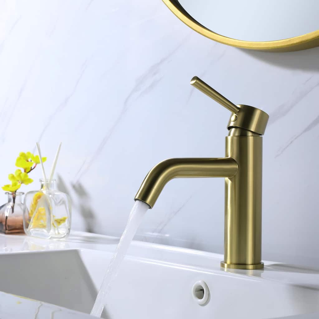 Single Hole Bathroom Sink Faucet with Single-Handle in Black / Gold, Deck-mounted