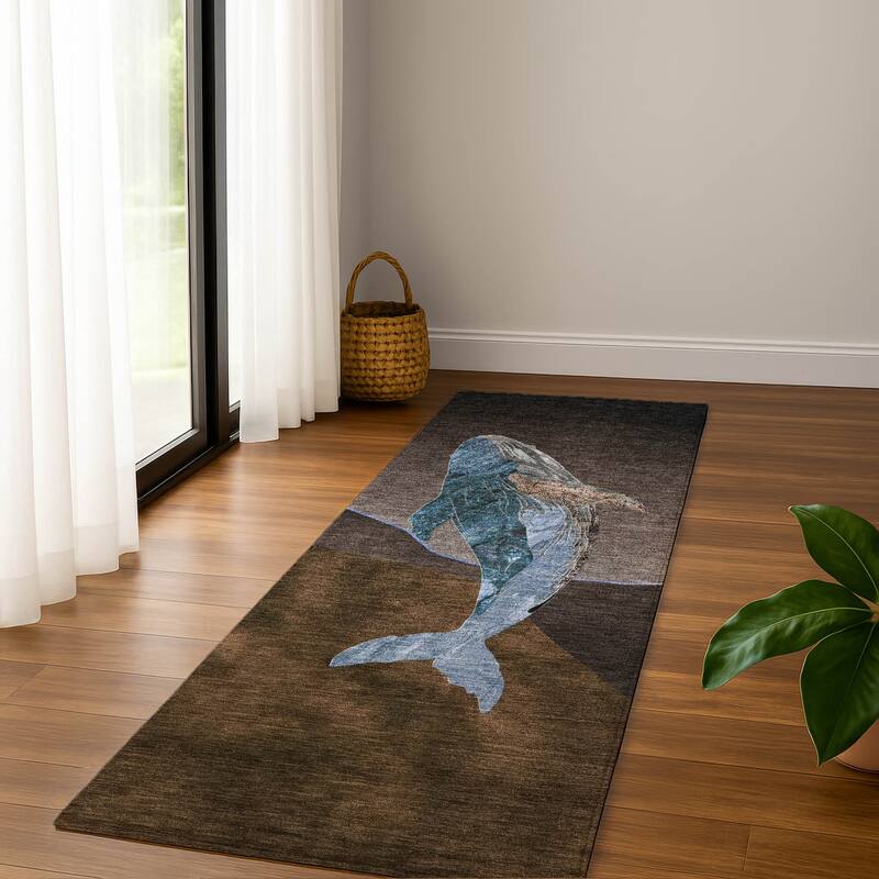 Premium Washable Super Soft Modern Whale Mayfield Rug - Brown - 2'3" x 7'6"