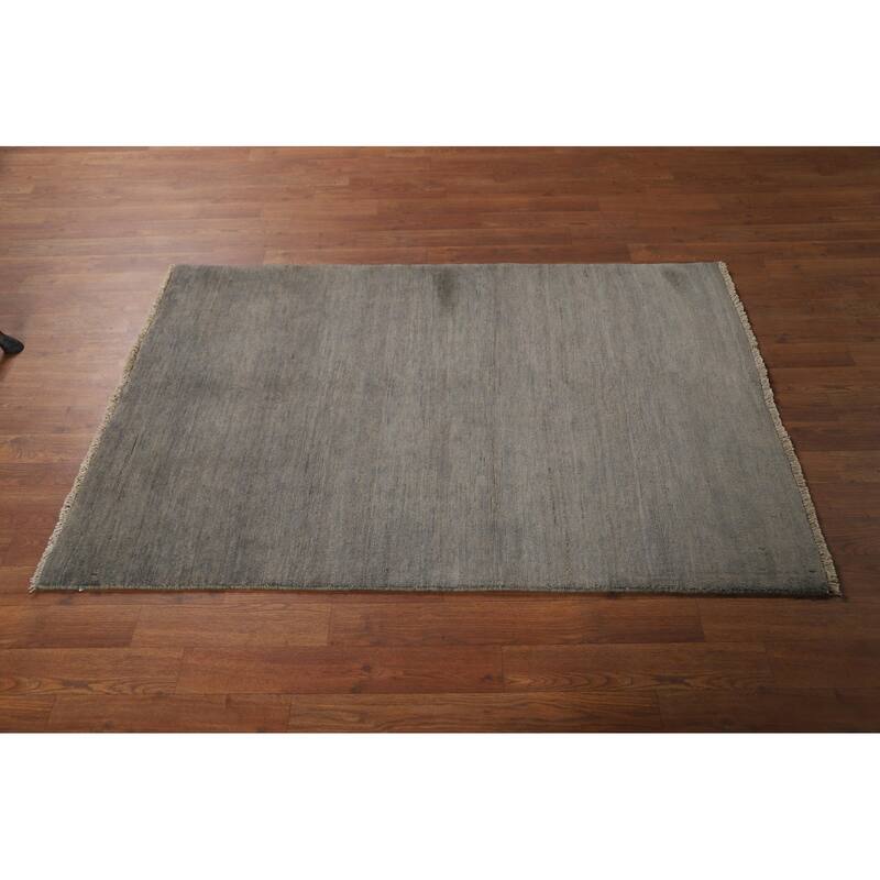 Gray Contemporary Gabbeh Oriental Foyer Rug Hand-Knotted Wool Carpet - 3'2"x 4'9"
