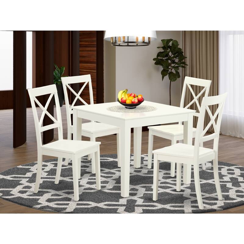 Kitchen Table Set with Dining Chairs - 5 Piece Wood Dining Room Set - Rococo Style