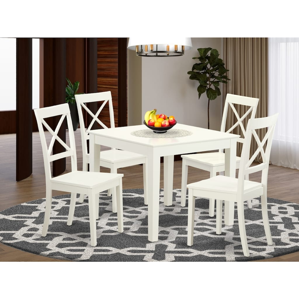 Kitchen Table Set with Dining Chairs - 5 Piece Wood Dining Room Set - Rococo Style