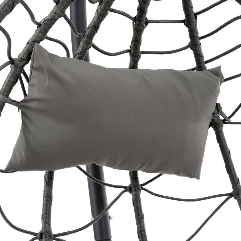 Egg Chair Basket Chair with Water-Resistant Cushions, Outdoor Swing Chair Patio Wicker Hanging with Stand