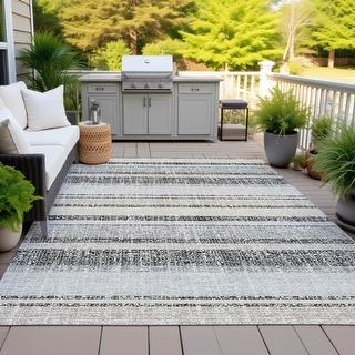 Machine Washable Indoor/Outdoor Chunky Stripe Chantille Rug