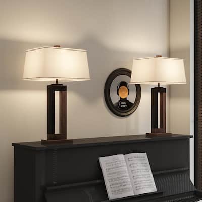 Set of 2 Table Lamp with Linen Fabric Shade