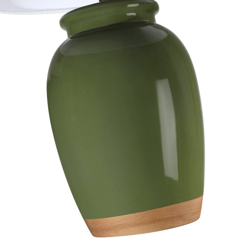 3-Way Ceramic Table Lamp with White Drum Shade - 23 in. H