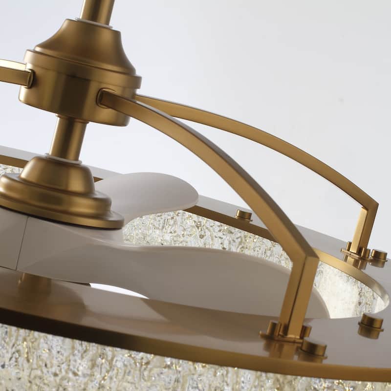 Ceiling Fan 33" Perimost 3-Blade Gold Crystal LED