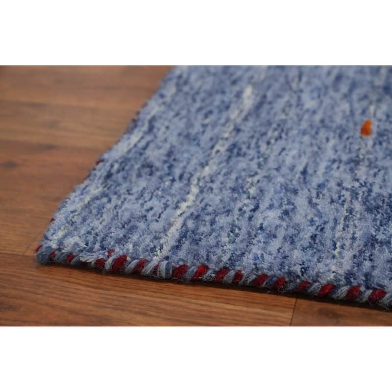 Hand Knotted Oriental 100% Wool Carpet Tribal Animal Pictorial Navy Blue & Blues Gabbeh Area Rug - 9' 10'' X 9' 9''