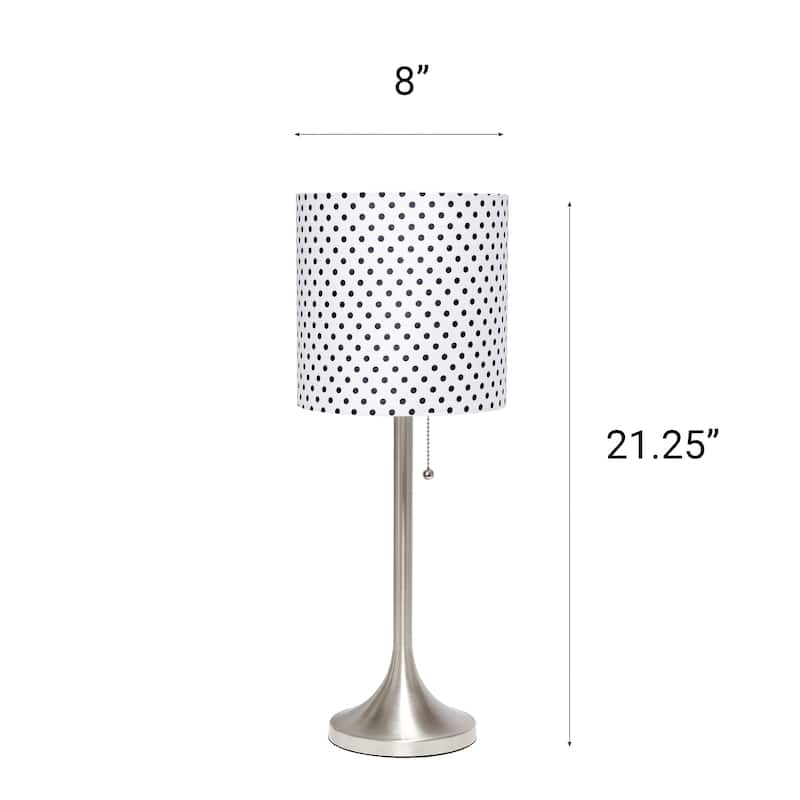 21.25" Modern Glam Metal Table Lamp with Silk Shade and Pull-Chain Switch for Bedroom or Living Room - 8"L x 8"W x 21.25"H
