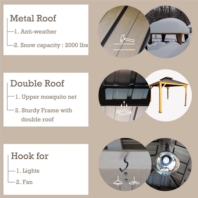 Kozyard Apollo Wood-look Aluminum Hardtop Gazebo