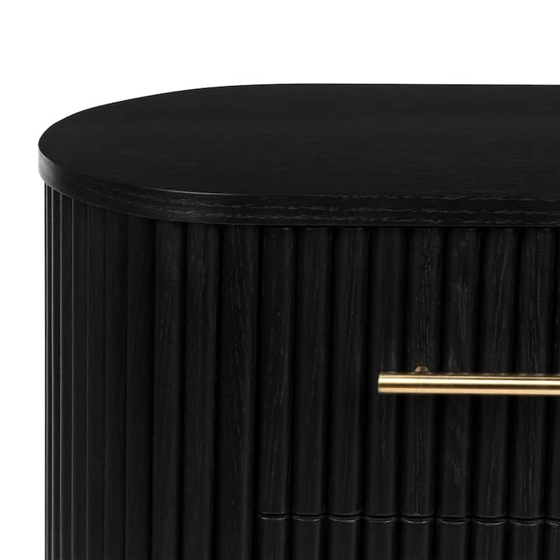 Poly & Bark Noir 3 Drawer Wood Nightstand with Ribbed Design