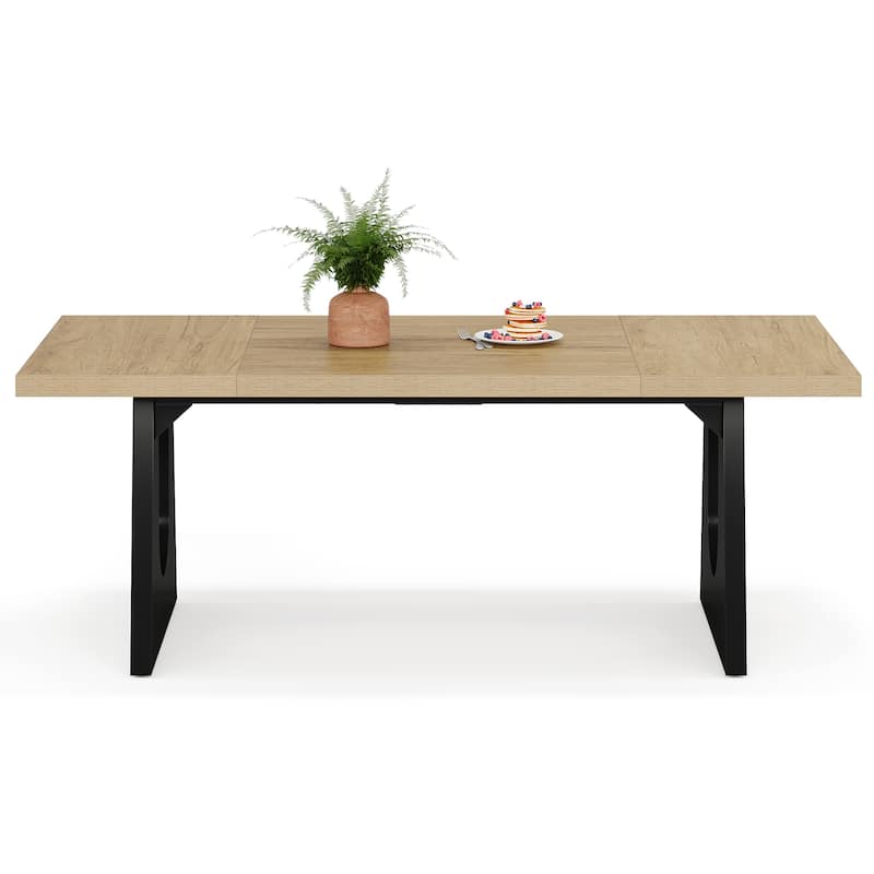 Large Dining Table Wood Oak Rectangular Farmhouse Center Kitchen
