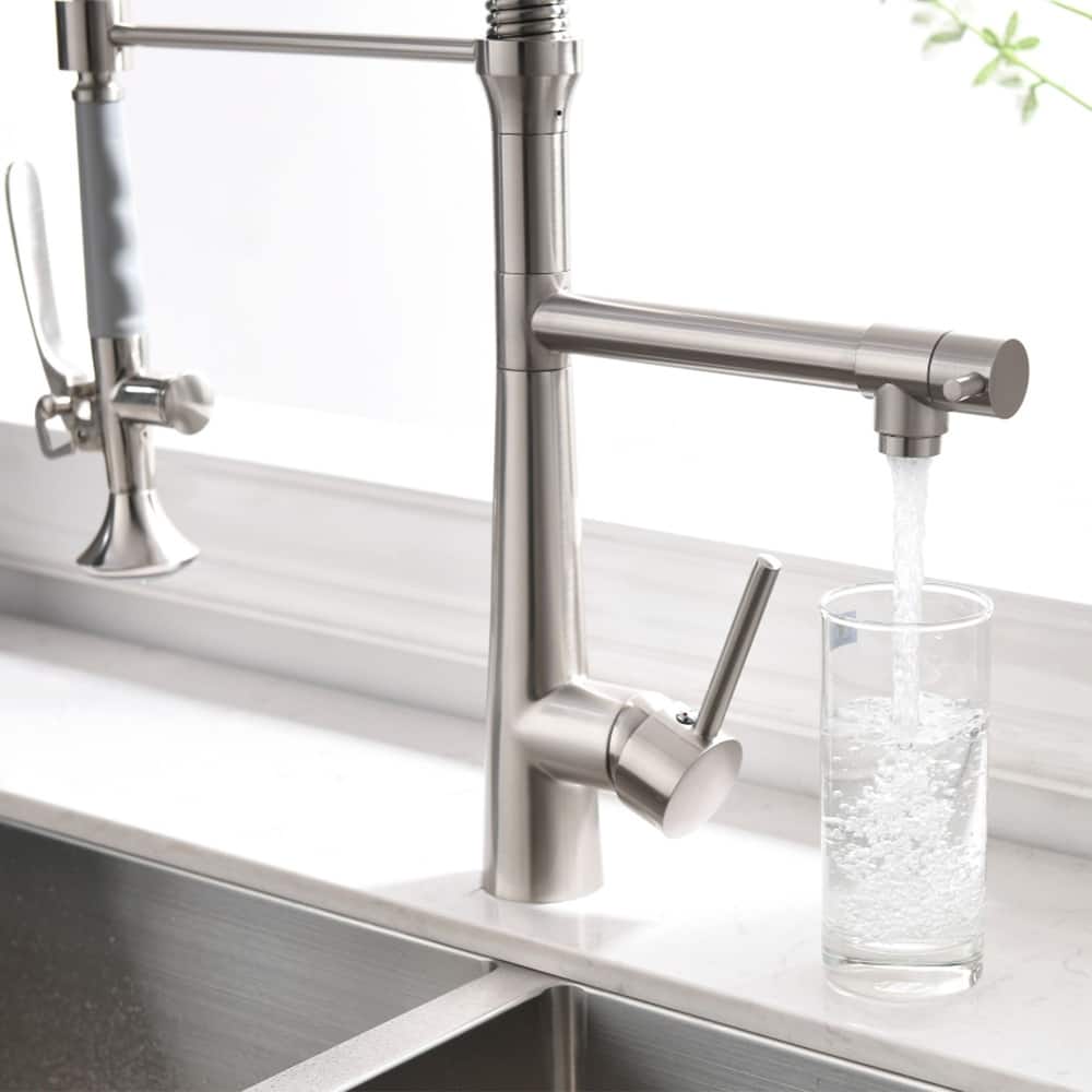 Pull Down Kitchen Sink Faucet with Sprayer Brushed Nickel