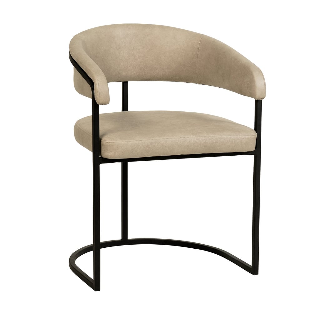 LeisureMod Aero Modern Upholstered Leather Dining Chair in Iron & Polyester, Accent Armchair for Home Kitchen Office