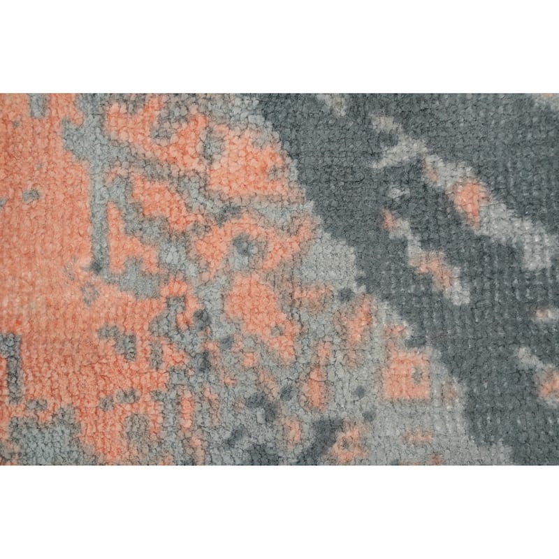 Hand Knotted Oriental Viscose Silk Carpet Modern Pictorial Multi-Colored Abstract Area Rug - 8' 0'' X 5' 0''