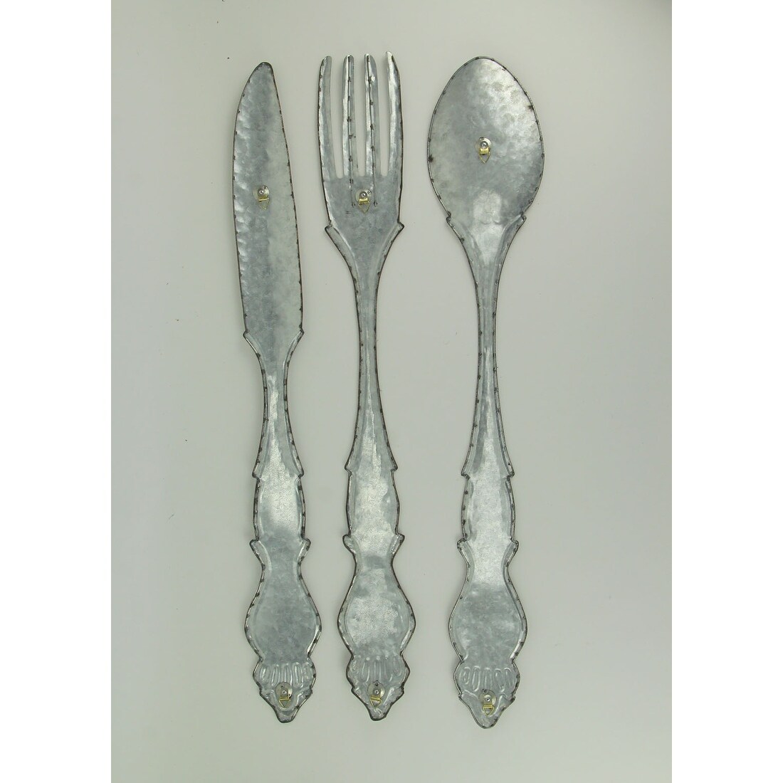 Shop Extra Large Galvanized Metal Fork Spoon Knife Farmhouse Kitchen Decor Wall Hanging Set On Sale Overstock 29965205