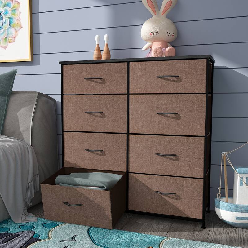 Modern Wide Dresser Storage Tower with 8 Drawers