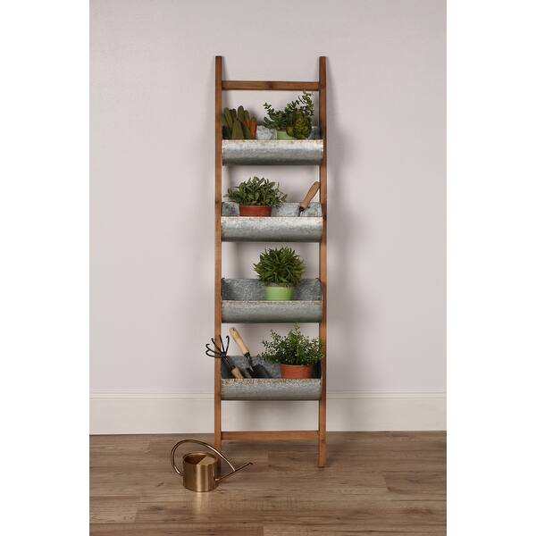 Kate And Laurel Pothos Rustic Blanket Ladder With Storage Bins 17x64 Overstock 13846989