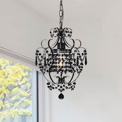 Small Mini Chandelier with Acrylic Crystals 1-Light Pendant Chandelier