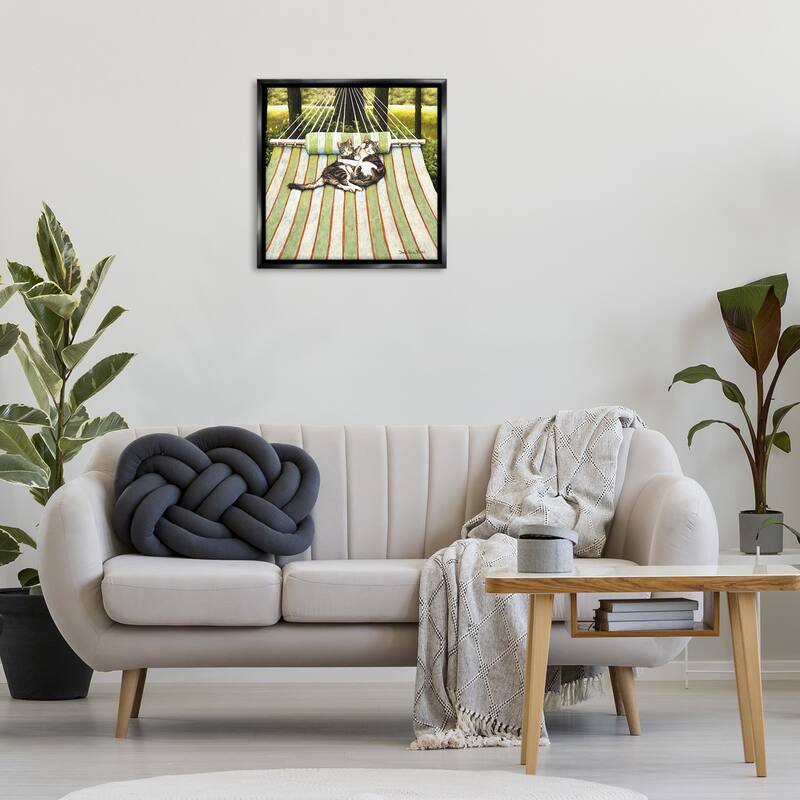 Stupell Playful Kittens on Hammock Framed Floater Canvas Wall Art Design By Sueellen Ross