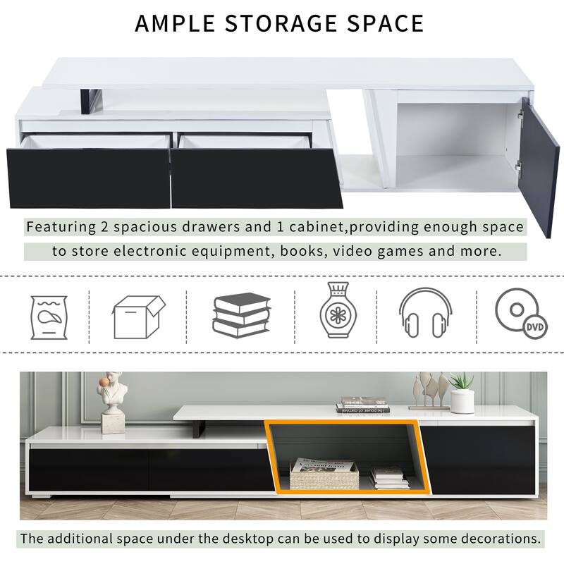 Modern, Minimalist Rectangle Extendable TV Stand