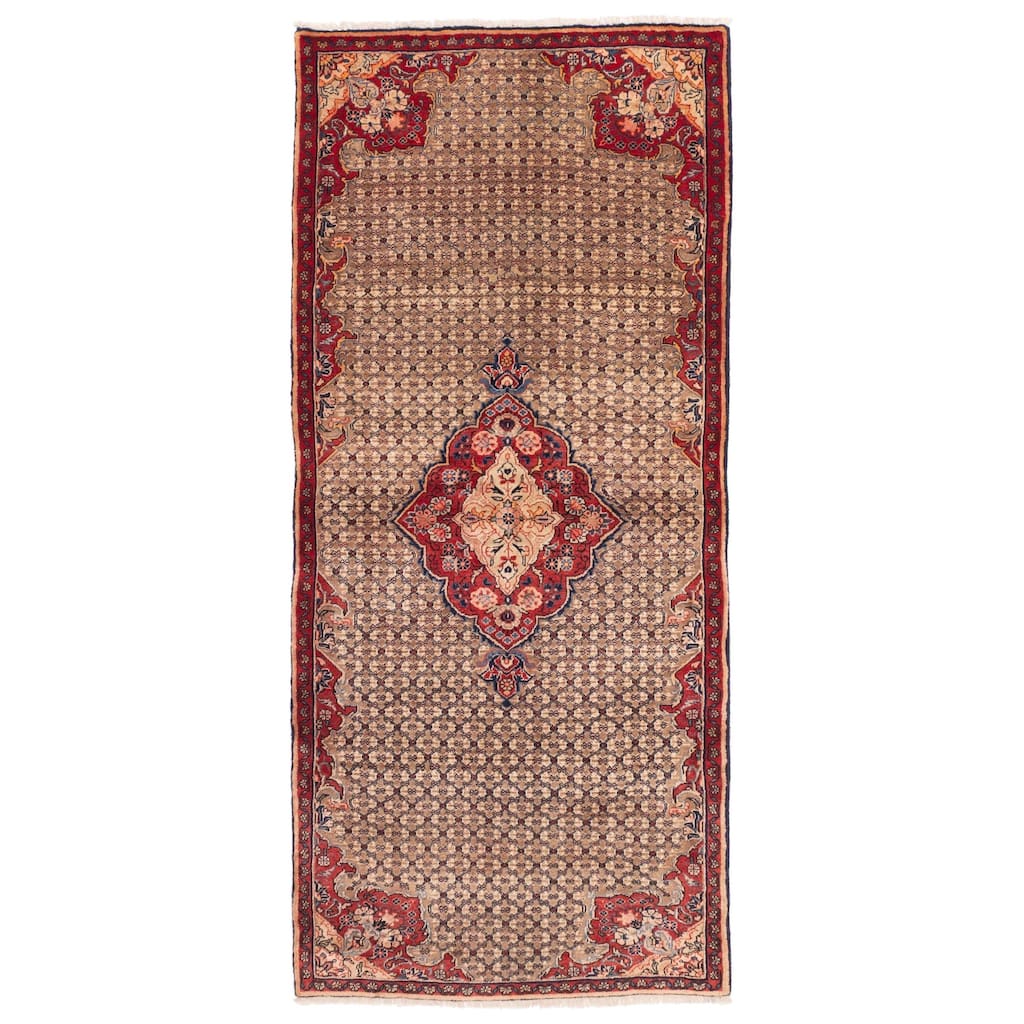 ECARPETGALLERY Hand-knotted Anatolian Vintage Light Brown Wool Rug - 3'11 x 8'9