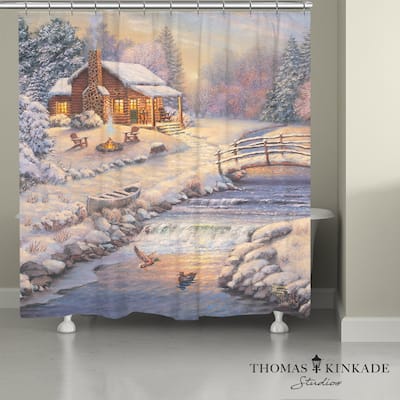 Thomas Kinkade A Winter Retreat Indoor Shower Curtain by Laural Home