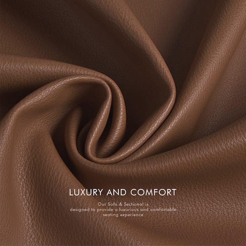 113" W Faux Leather Dual-Power Oversized Width Seat Sofa with Ajustable Headrest, USB & USB-C Charging