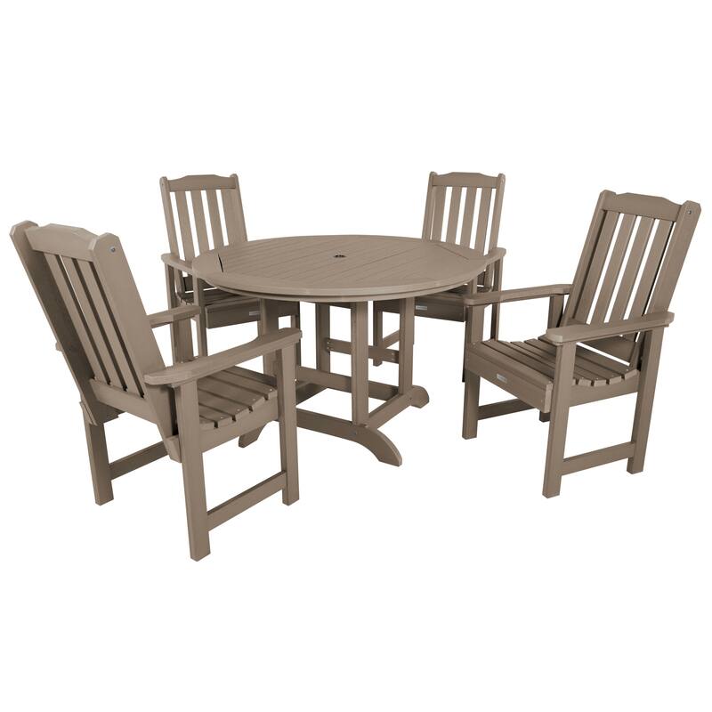 Lehigh 5-piece Outdoor Dining Set - 48" Round Table, Dining-height - Woodland Brown