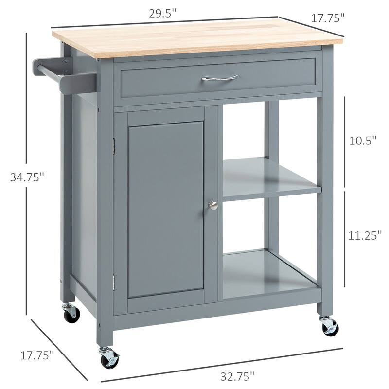 Kitchen Island Cart with Storage Shelf