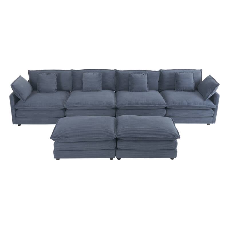 Modern Sofa Modular Sofa Couch Upholstered Corduroy L-Shape Sectional Sofa with Side Storage Pockets for Living Room