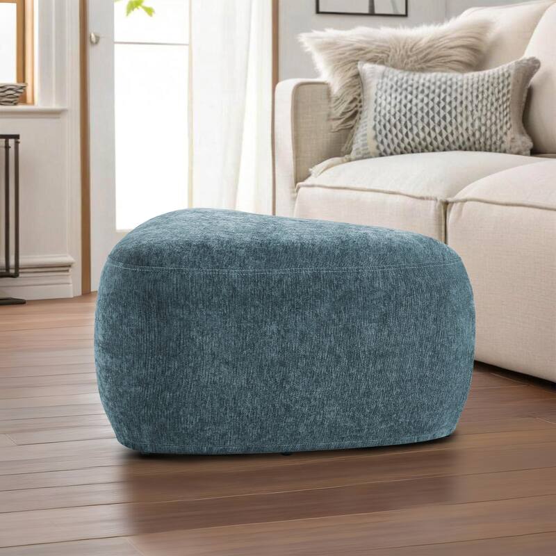 26" Footstools and Ottomans, Modern Fabric Pouf Ottoman - Blue
