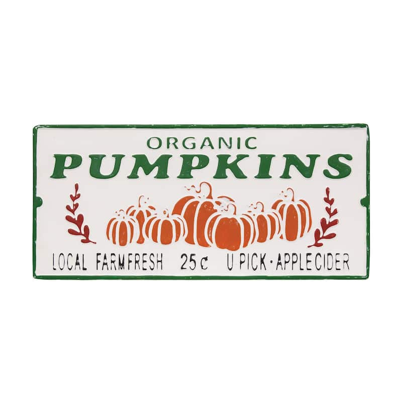 Organic Pumpkins Distressed Metal Sign