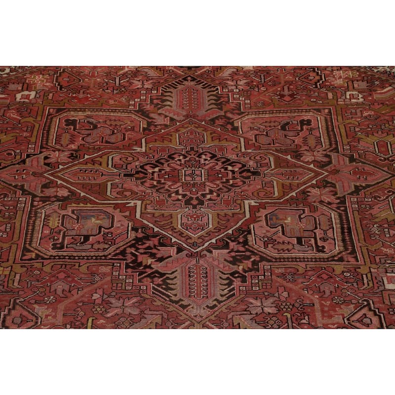 Vegetable Dye Traditional Heriz Persian Area Rug Handmade Wool Carpet - 10'2" x 13'0"