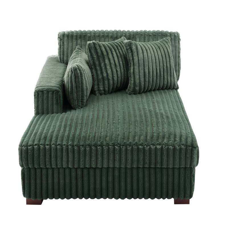 42" W Plush Corduroy Upholstered Chaise Lounge Sleeper for Living