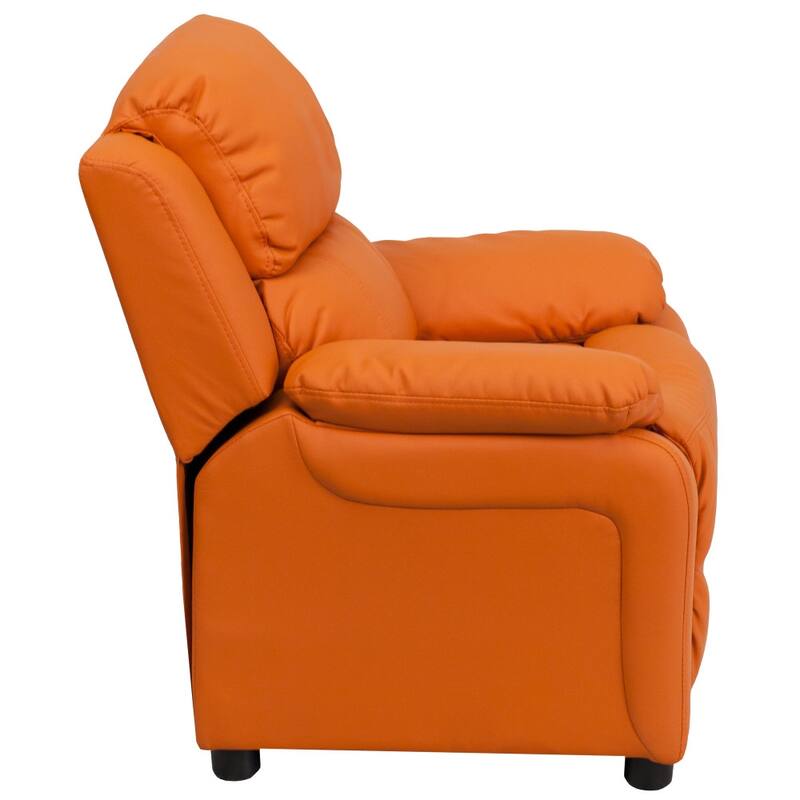 Deluxe Padded Contemporary Kids Recliner with Storage Arms