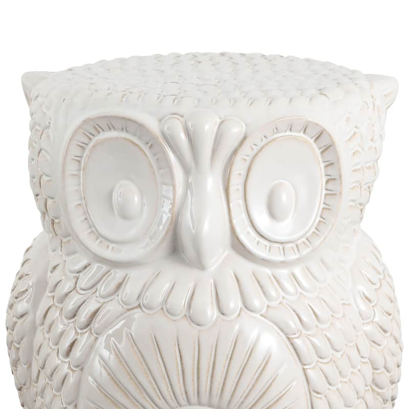Millie 17.5" Classic Vintage Ceramic Indoor/Outdoor Owl Garden Stool, By JONATHAN Y