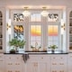 preview thumbnail 4 of 6, Modern Semi-Flush Mount - Metal, Glass Gold, Ivory White 1-Light Ceiling Light for Kitchen or Hallway in Modern, Farmhouse Style