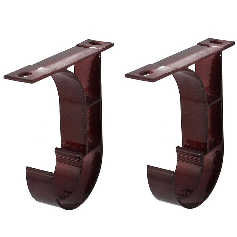 2pcs 3" Metal Single Hang Curtain Rod Holder Bracket Into Window Frame - Burgundy