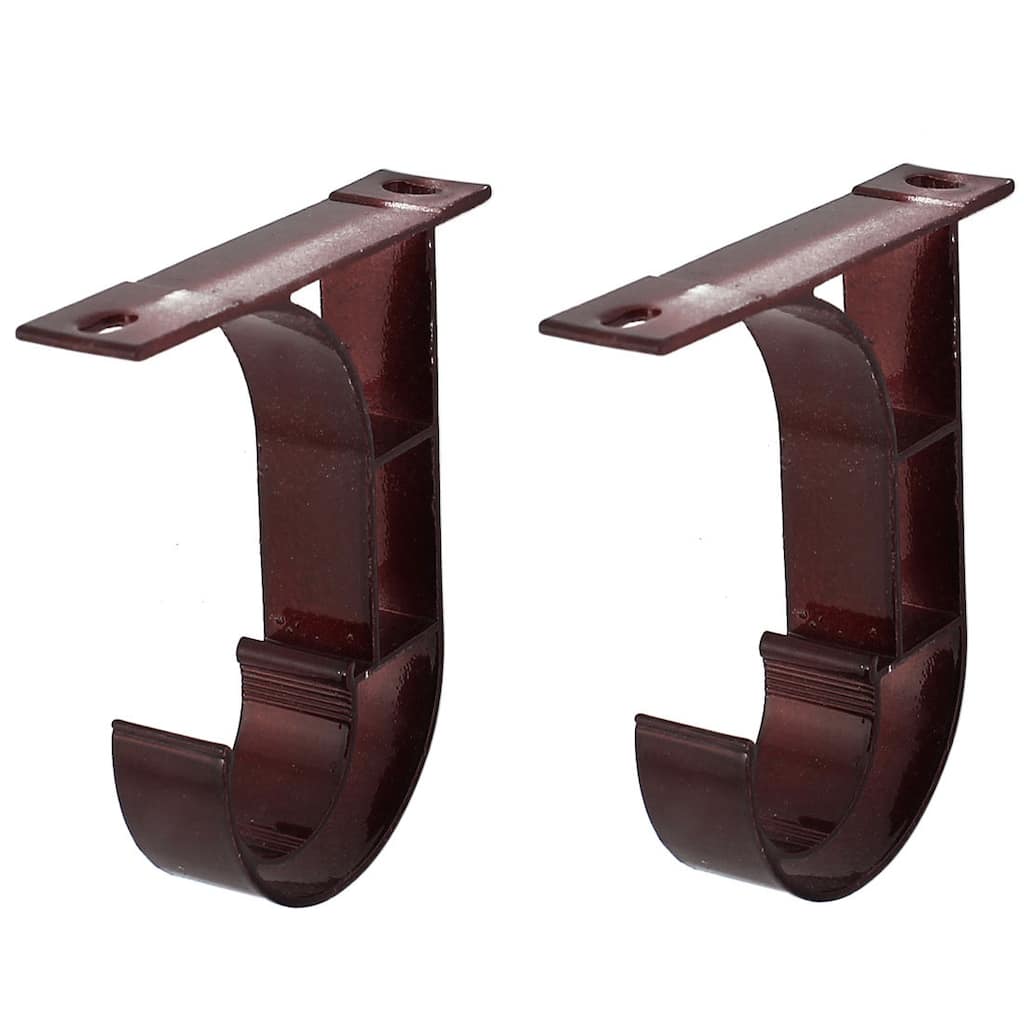 2pcs 3" Metal Single Hang Curtain Rod Holder Bracket Into Window Frame - Burgundy