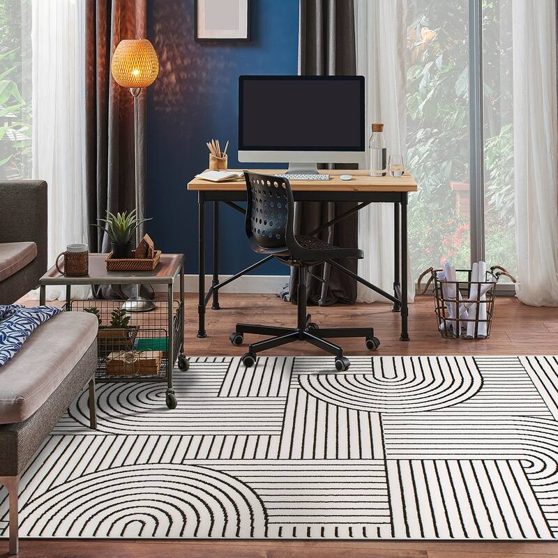 World Rug Gallery Contemporary Stripe Arch Design Area Rug