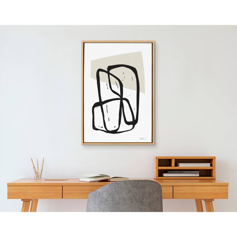 Kate and Laurel Sylvie Neutral Framed Canvas by Statement Goods