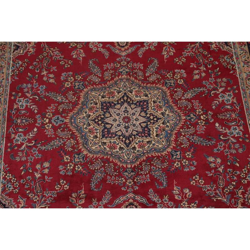 Vegetable Dye Yazd Persian Antique Area Rug Handmade Wool Carpet - 7'10"x 11'10"