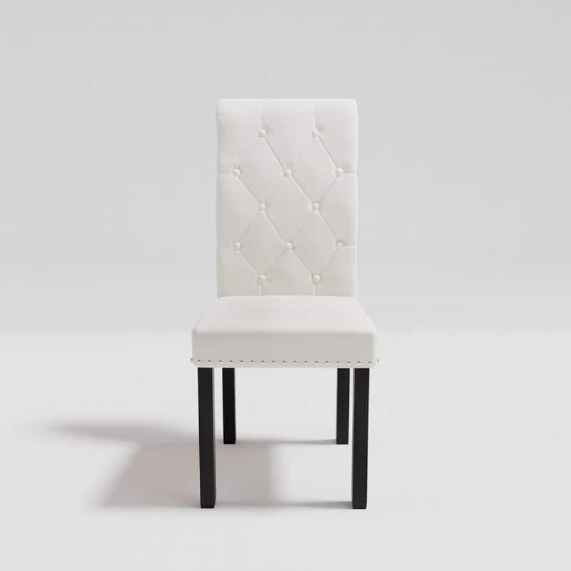 High-Back Tufted Nailhead Upholstered Dining Chairs (Set of 4)