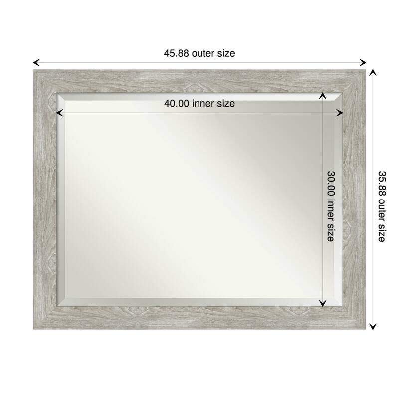 Beveled Wall Mirror - Dove Greywash Frame - Dove Greywash - 46 x 36-inch